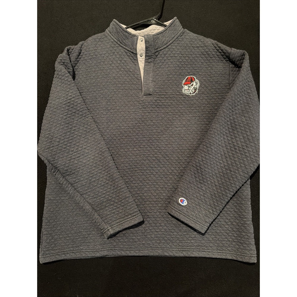 Georgia Bulldogs Champion Quilted Fleece Pullover 3 Button Snap Mens Size XXL